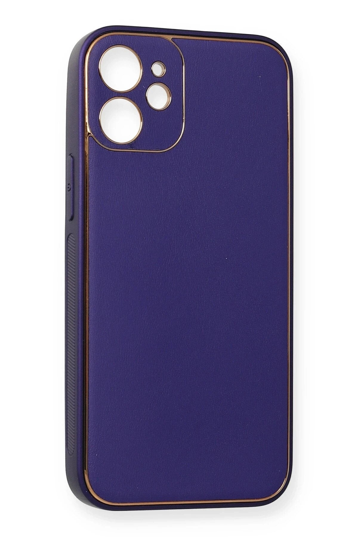 Mey İthalat® iPhone 12 Mini Kılıf Coco Deri Silikon Kapak - Mor