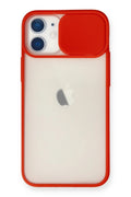 Mey İthalat® iPhone 11 Kılıf Palm Buzlu Kamera Sürgülü Silikon - Kırmızı