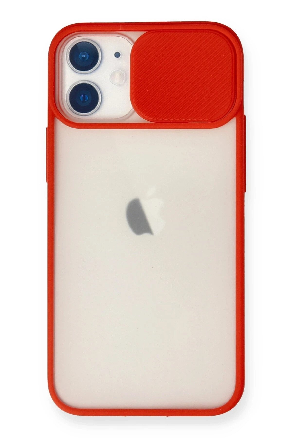 Mey İthalat® iPhone 11 Kılıf Palm Buzlu Kamera Sürgülü Silikon - Kırmızı