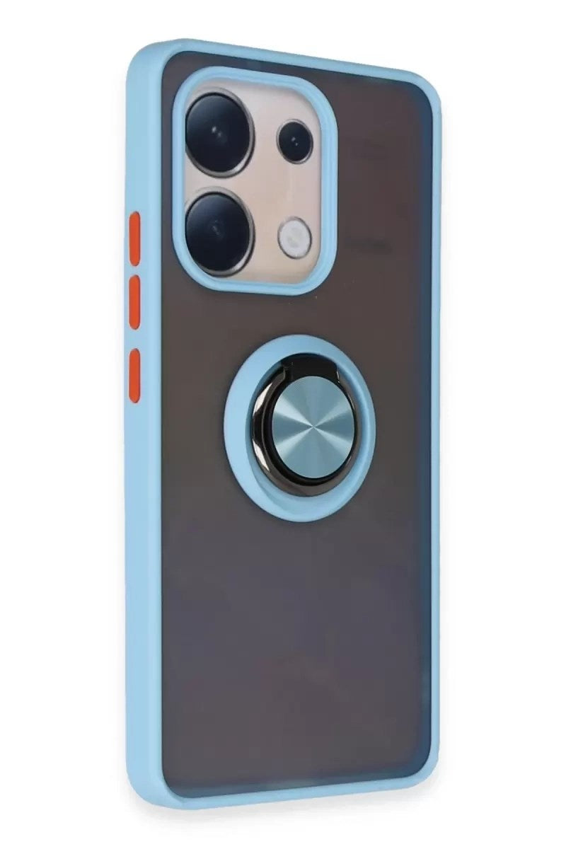 Mey İthalat® Redmi Note 13 4G Kılıf Montreal Yüzüklü Silikon Kapak - Buz Mavi