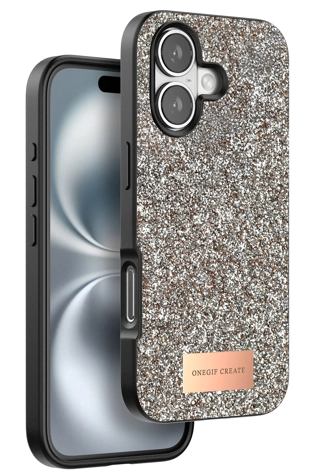 Mey İthalat® iPhone 16 Plus Bright Simli Kapak - Gold