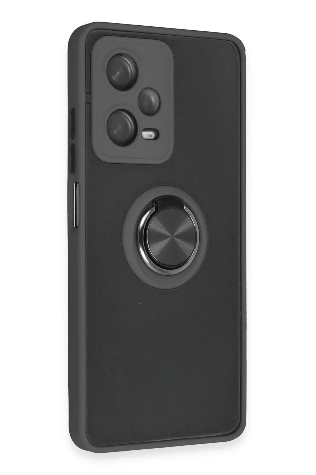 Mey İthalat® Redmi Note 12 5G Kılıf Montreal Yüzüklü Silikon Kapak - Siyah
