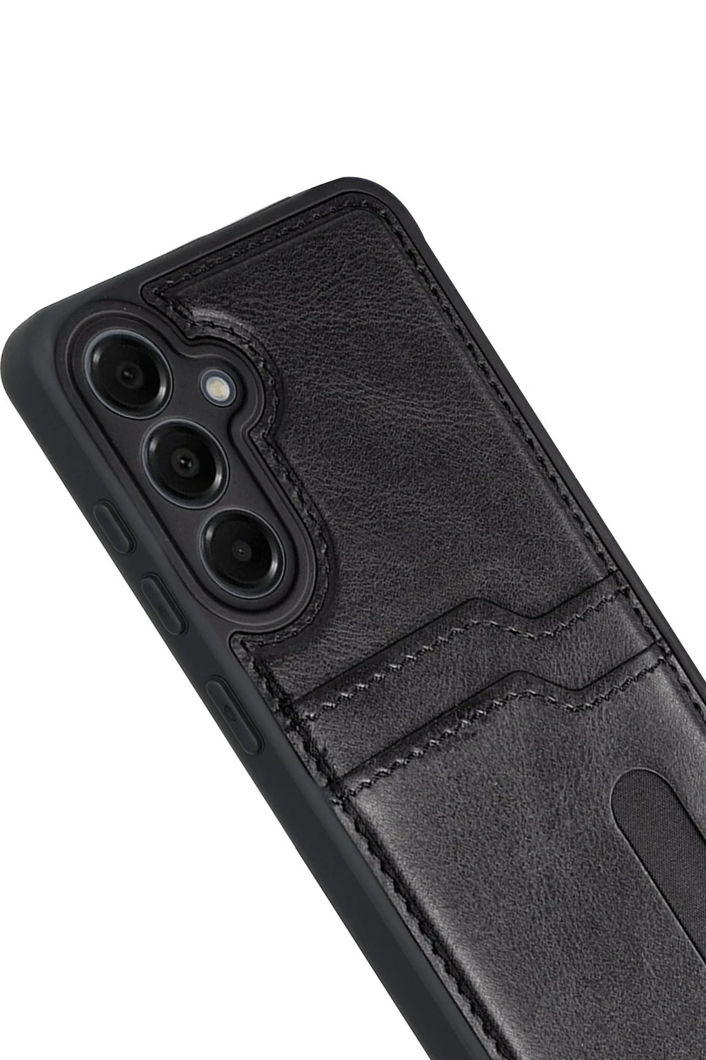 Mey İthalat® Samsung Galaxy M15 Sara Kartvizitli Deri Kılıf - Siyah