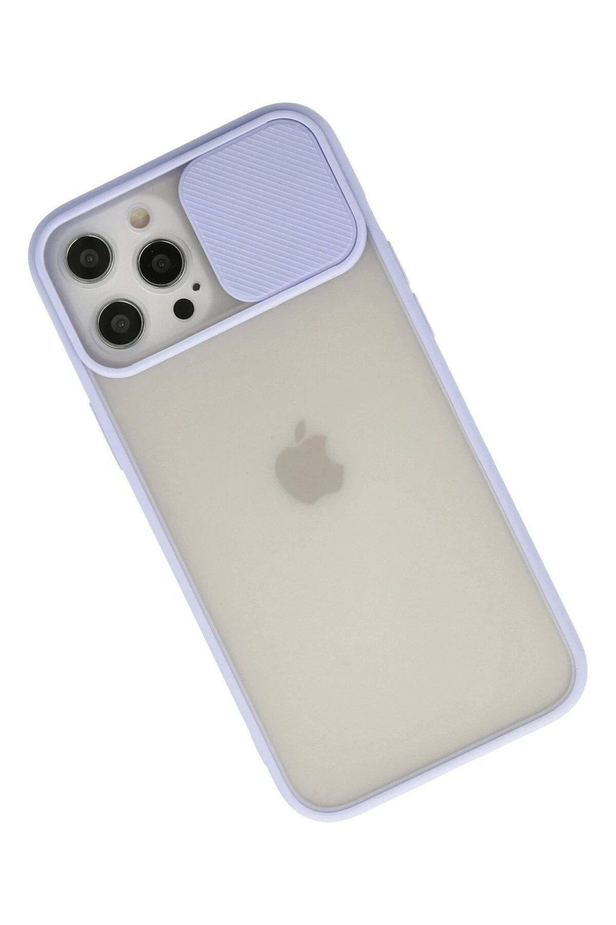 Mey İthalat® iPhone 12 Pro Max Kılıf Palm Buzlu Kamera Sürgülü Silikon - Lila