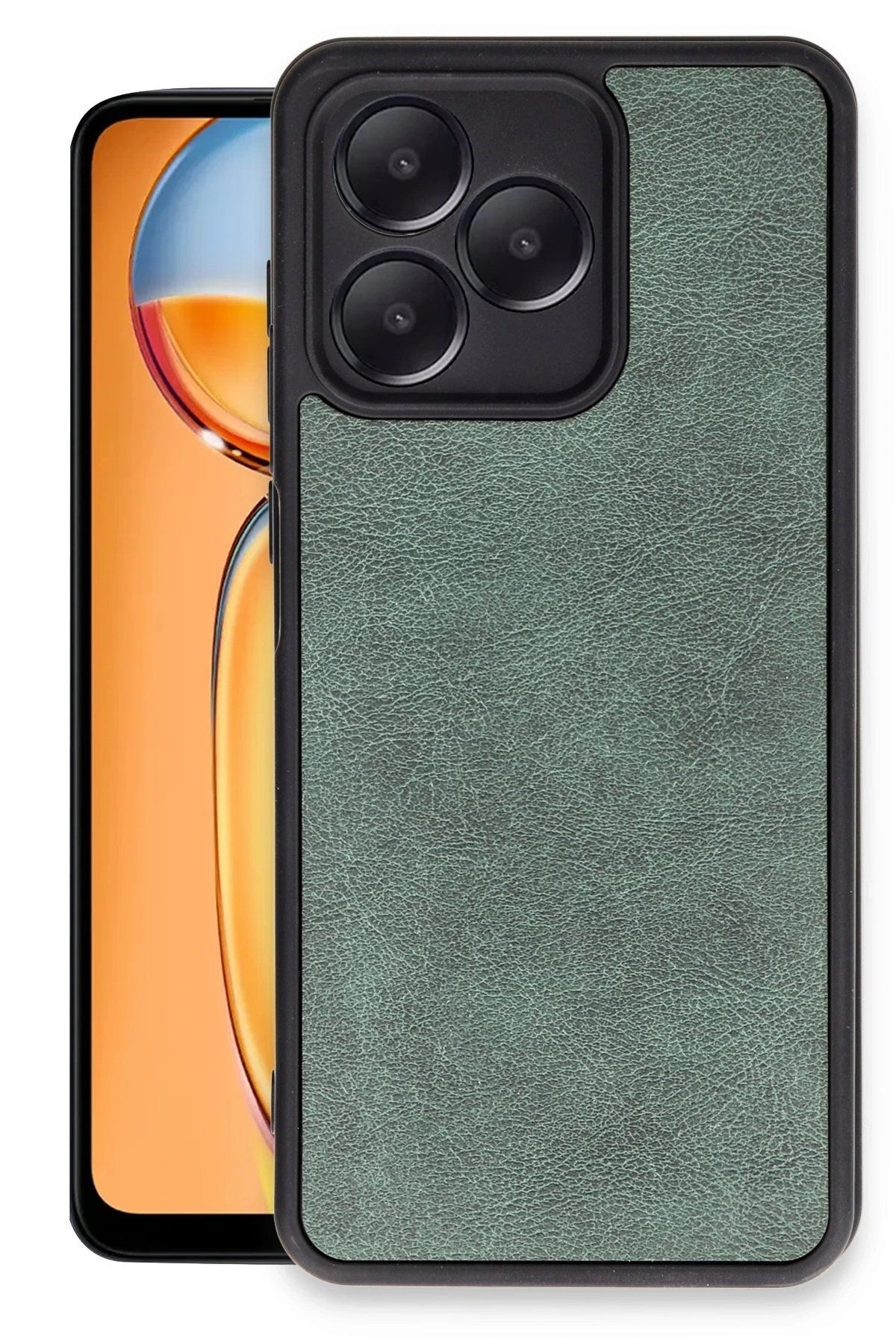 Mey İthalat® Realme Note 50 4G Kılıf Aras Deri Kapak - Koyu Yeşil