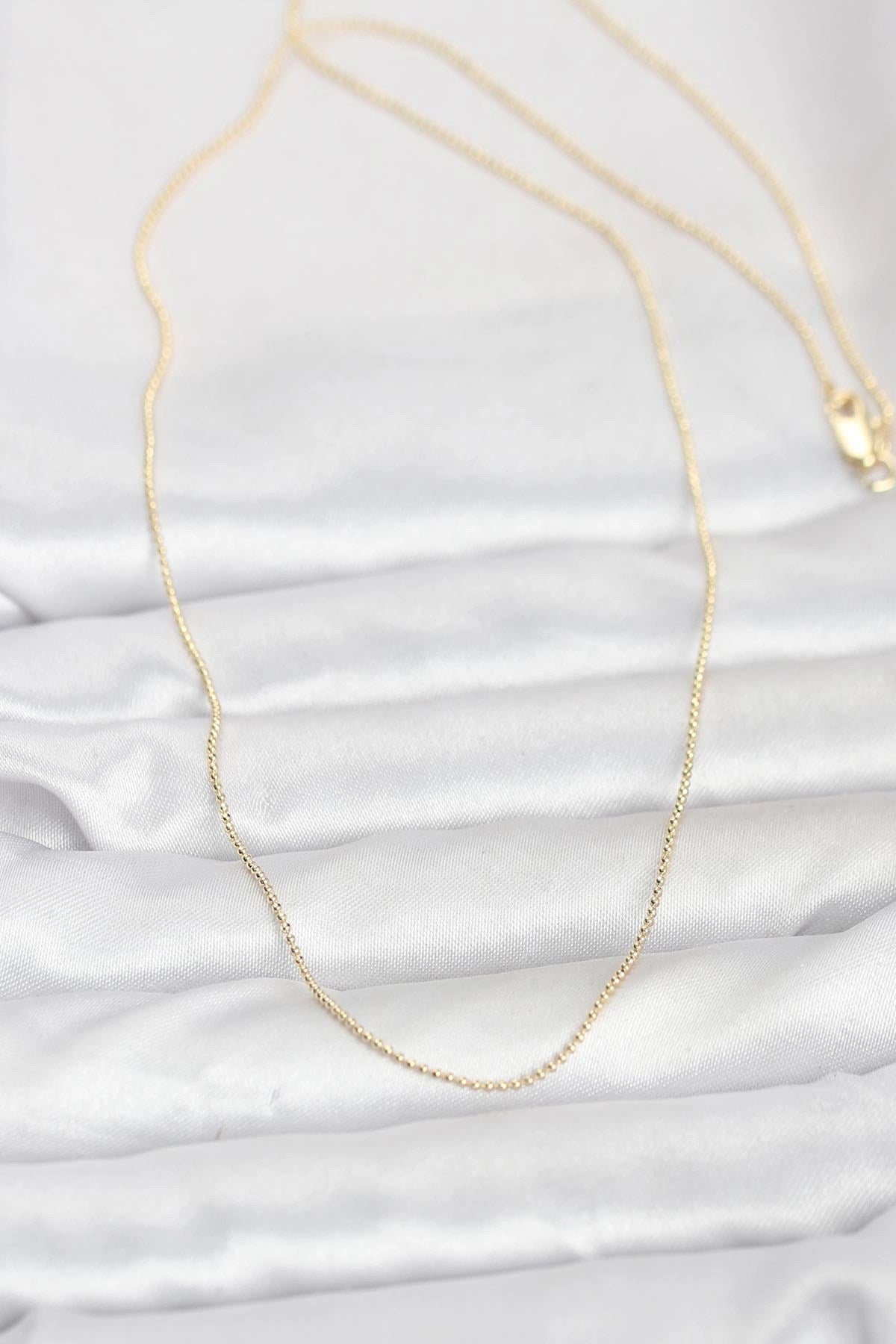 Mey İthalat® CM 14K Gold Renk İnce Top Zincirli 60 cm Kadın Kolye