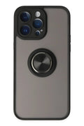 Mey İthalat® iPhone 14 Pro Max Kılıf Montreal Yüzüklü Silikon Kapak - Siyah
