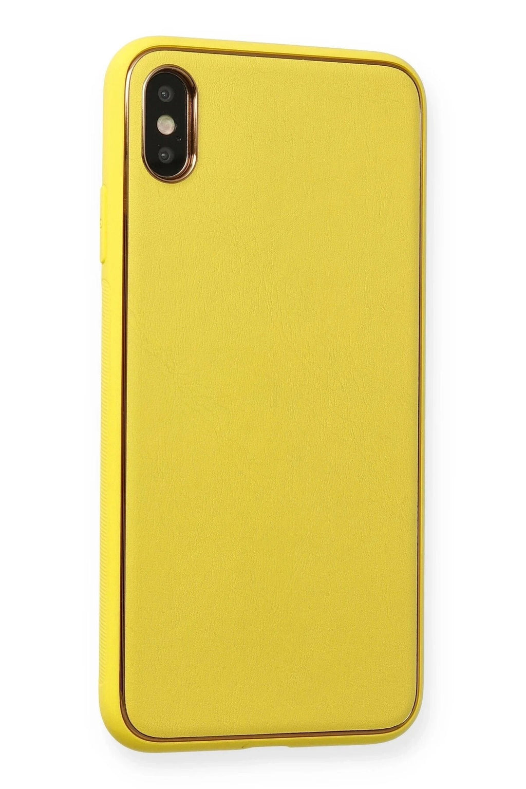 Mey İthalat® iPhone XS Max Kılıf Coco Deri Silikon Kapak - Sarı