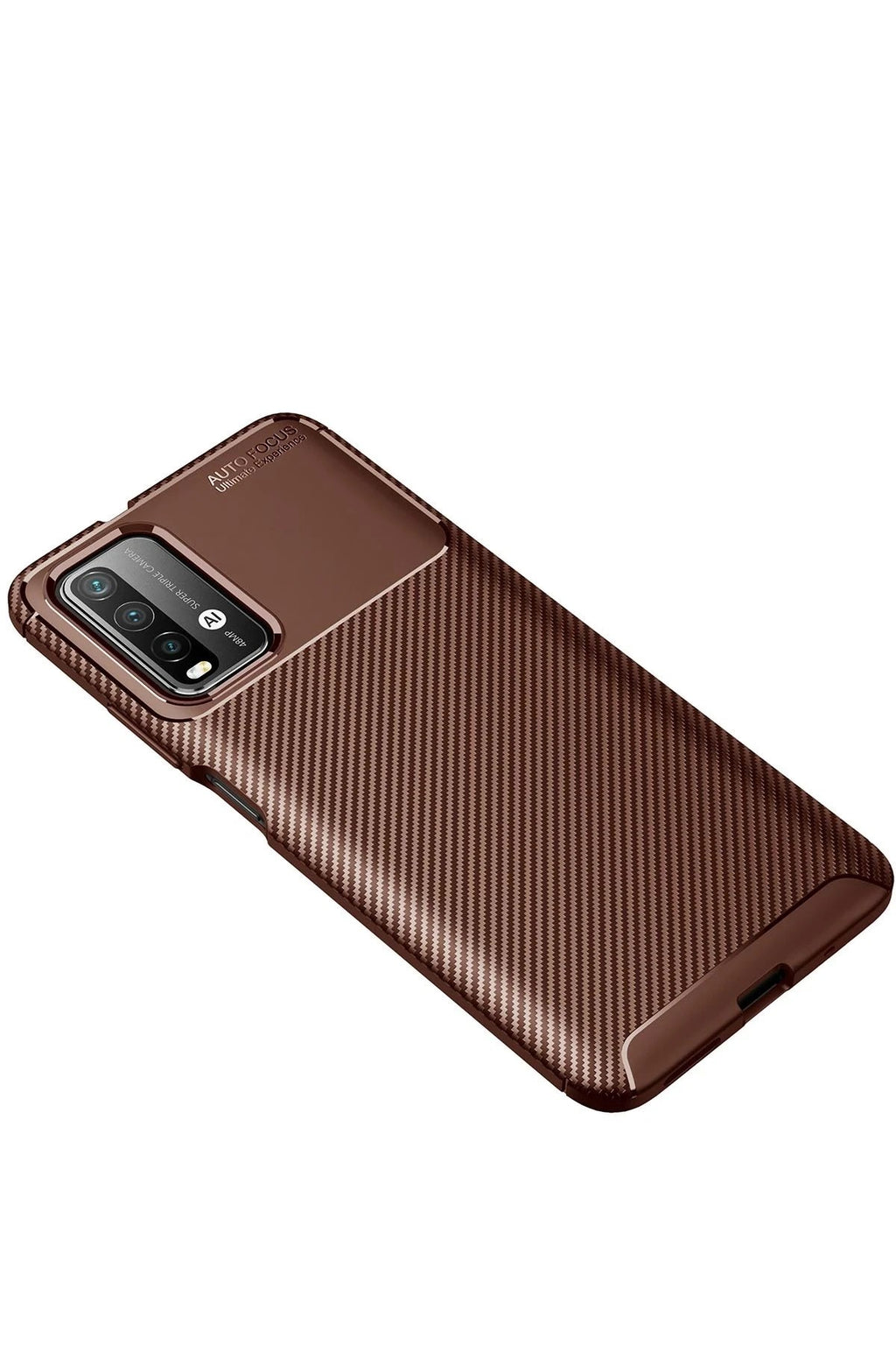 Mey İthalat® Redmi 9T Kılıf Auto Focus Karbon Kapak - Kahverengi