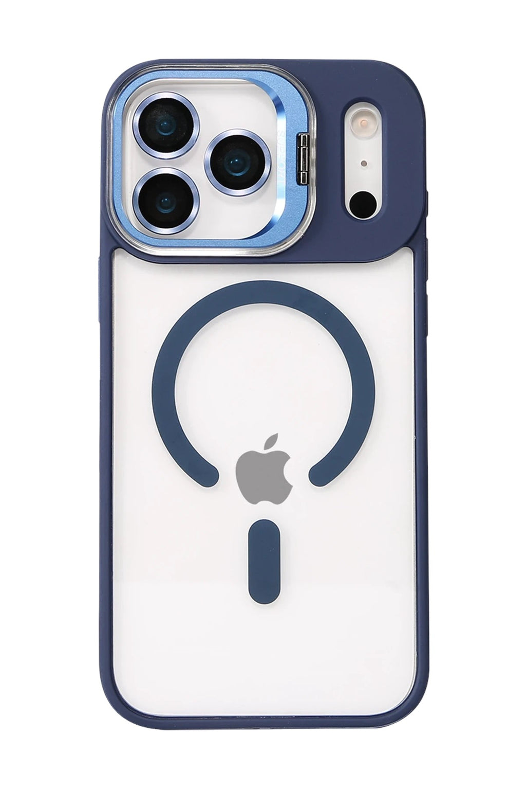 Mey İthalat® iPhone 17 Pro Max Remim Lensli Magsafe Standlı Kapak - Lacivert