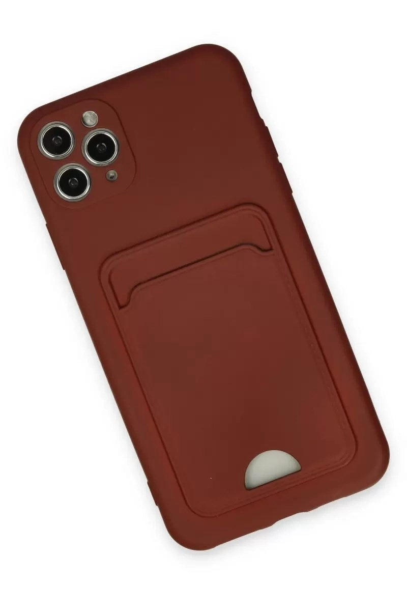 Mey İthalat® iPhone 11 Pro Max Kılıf Kelvin Kartvizitli Silikon - Bordo