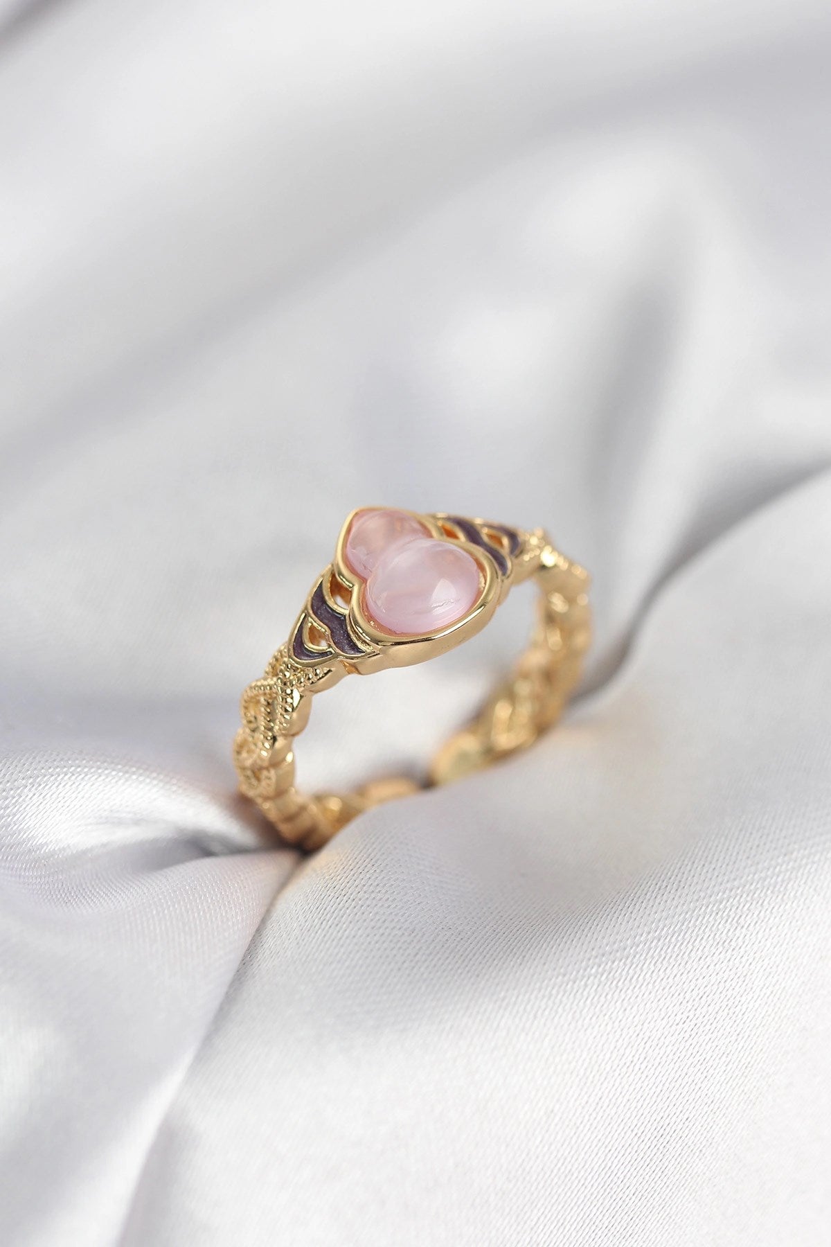 Mey İthalat® Gold Renk Pembe Damla Model Kadın Yüzük