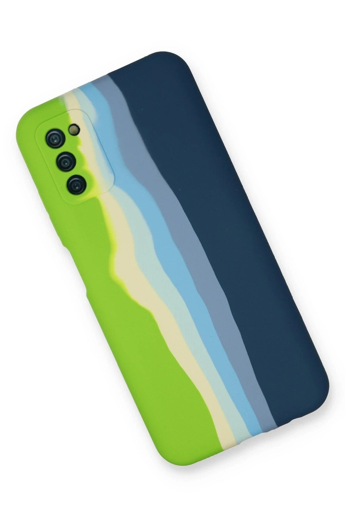 Mey İthalat® Samsung Galaxy A03S Kılıf Ebruli Lansman Silikon - Yeşil-Koyu Yeşil