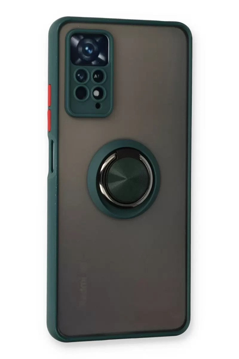 Mey İthalat® Redmi Note 11 Pro Kılıf Montreal Yüzüklü Silikon Kapak - Yeşil