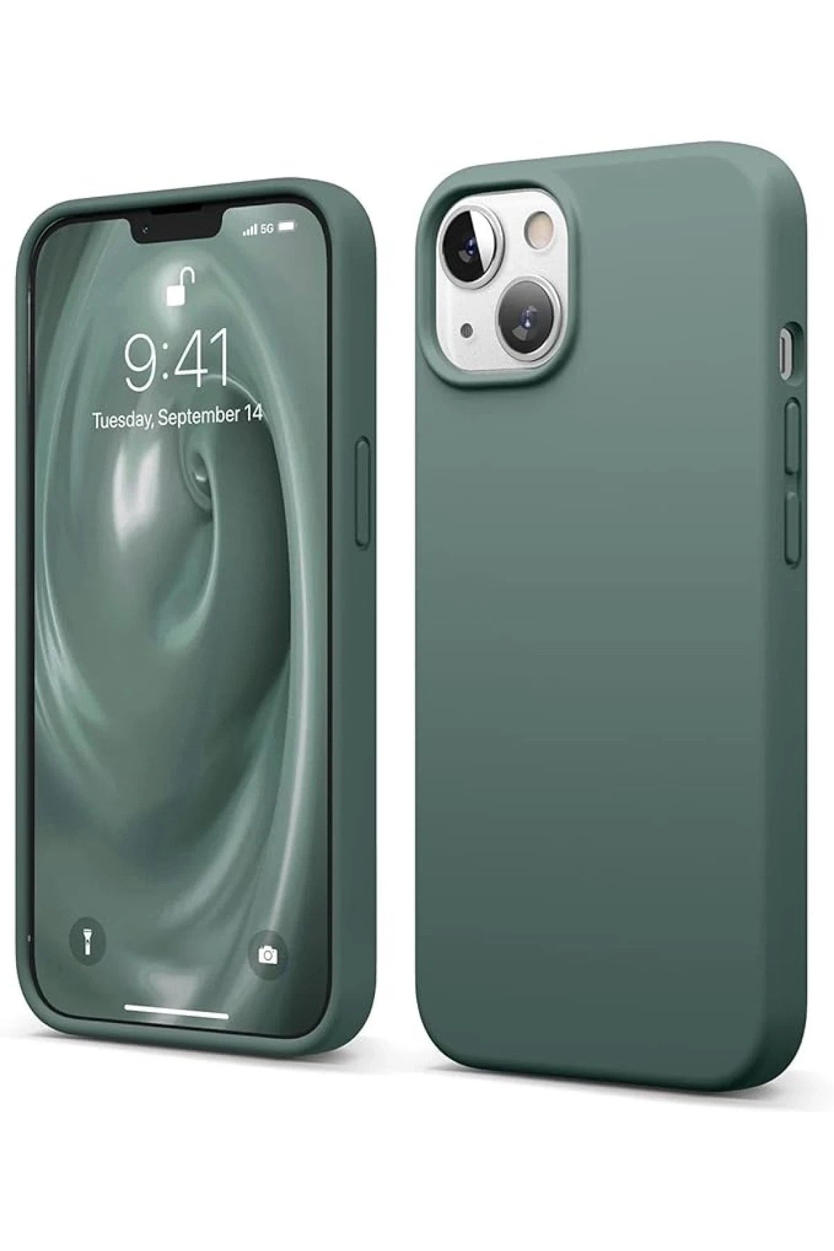 Mey İthalat® iPhone 14 Kılıf First Silikon - Koyu Yeşil
