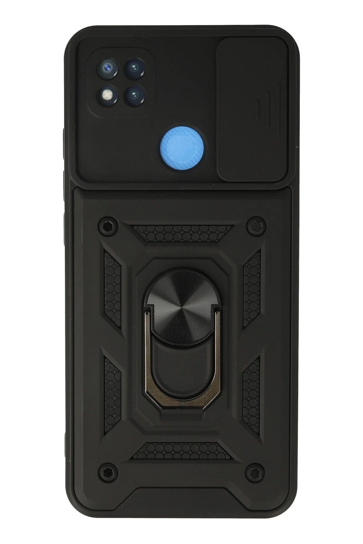 Mey İthalat® Redmi 9C Kılıf Pars Lens Yüzüklü Silikon - Siyah