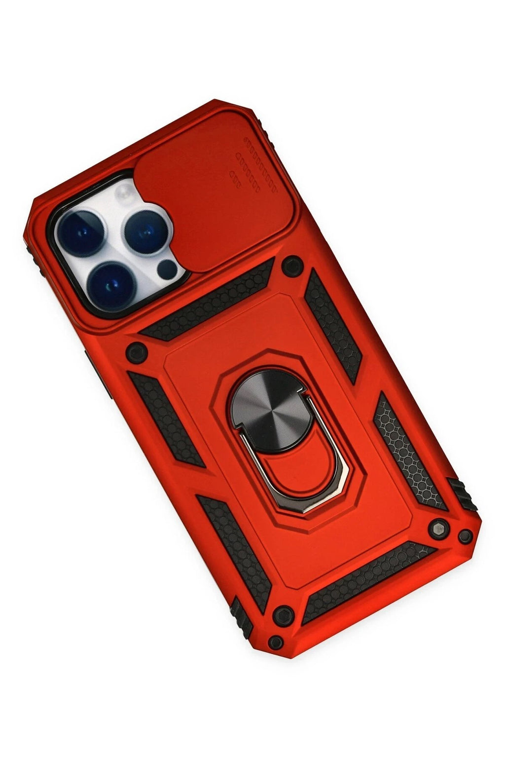 Mey İthalat® iPhone 14 Pro Kılıf Pars Lens Yüzüklü Silikon - Kırmızı