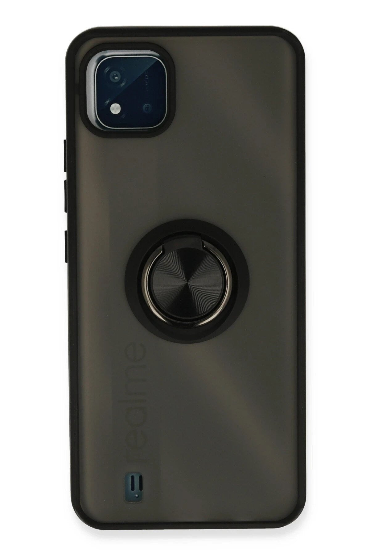 Mey İthalat® Realme C11 2021 Kılıf Montreal Yüzüklü Silikon Kapak - Siyah