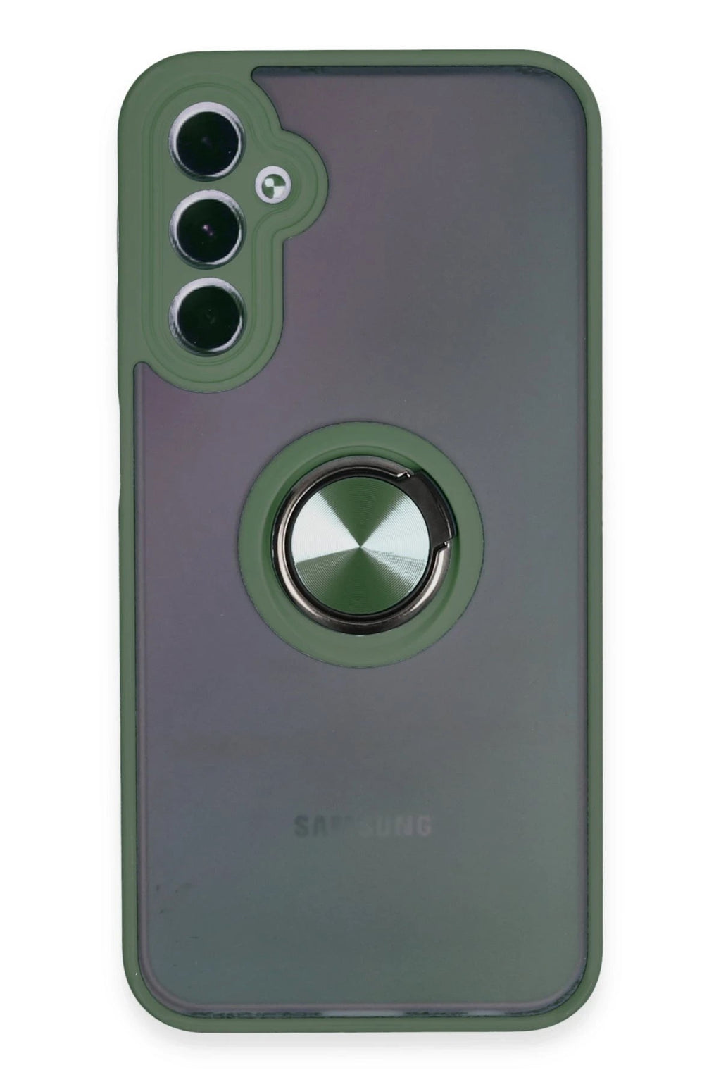 Mey İthalat® Samsung Galaxy A24 4G Kılıf Montreal Yüzüklü Silikon Kapak - Yeşil