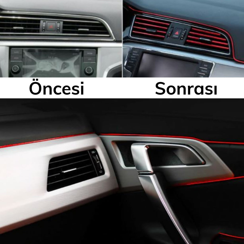 Kırmızı Araba OtoTrim Dekorasyon Şeridi Kauçuk Elastik Kolay Kurulum 5 metre Şerit Bant