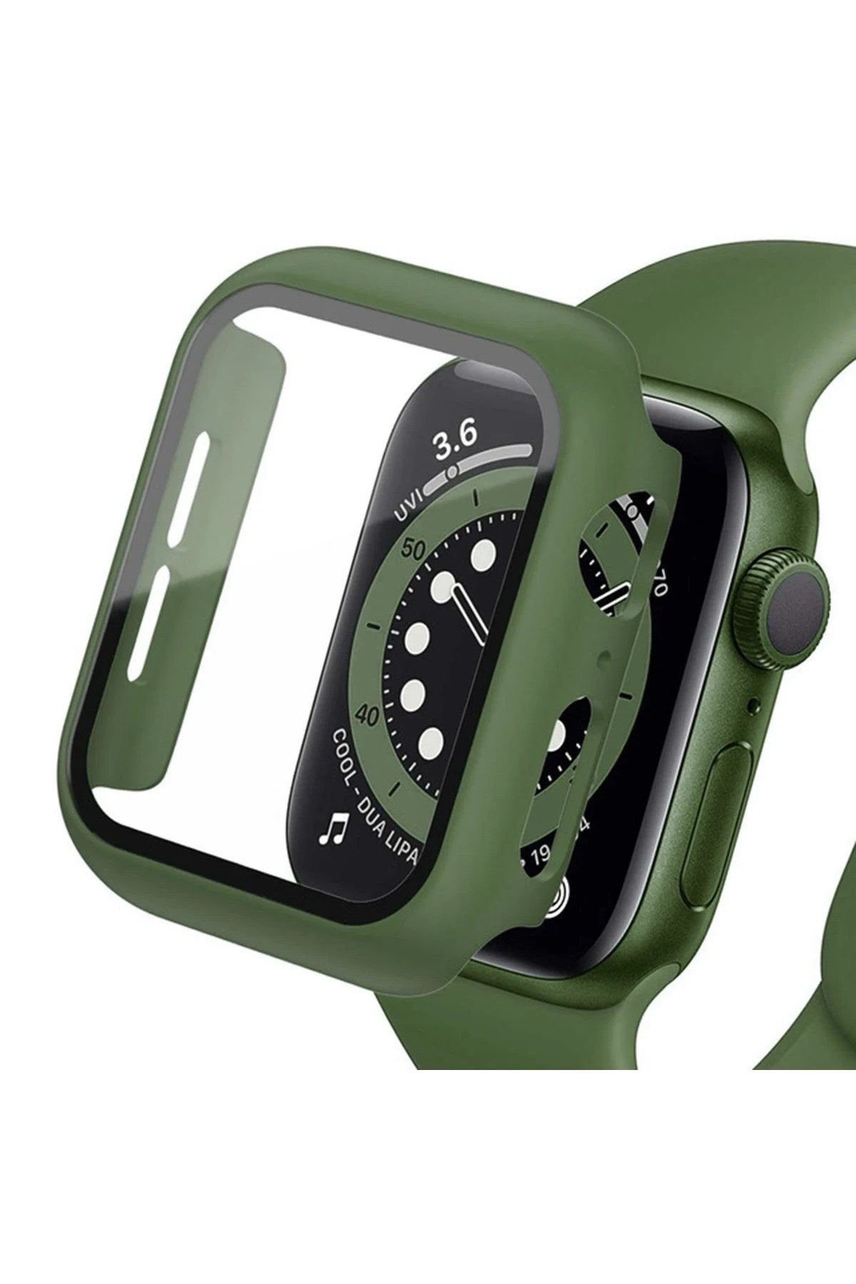 Mey İthalat® Watch 40mm Camlı Kasa Ekran Koruyucu - Koyu Yeşil