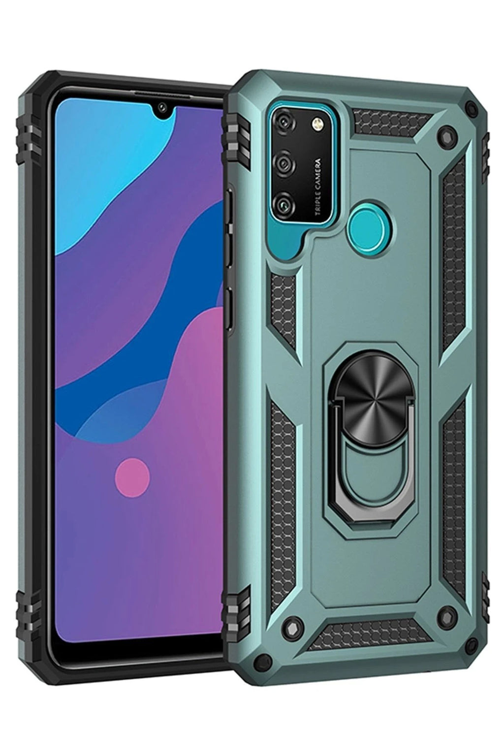 Mey İthalat® Huawei Y6P Kılıf Sofya Yüzüklü Silikon Kapak - Yeşil