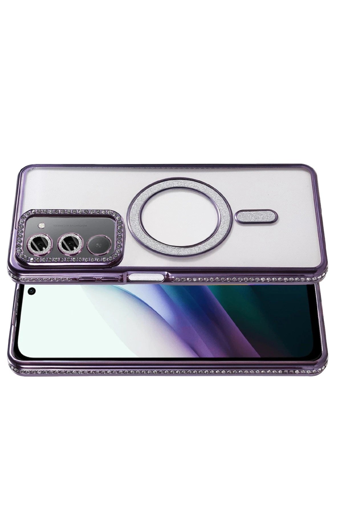 Mey İthalat® Redmi 15 4G Joke Simli Magneticsafe Kılıf - Derin Mor
