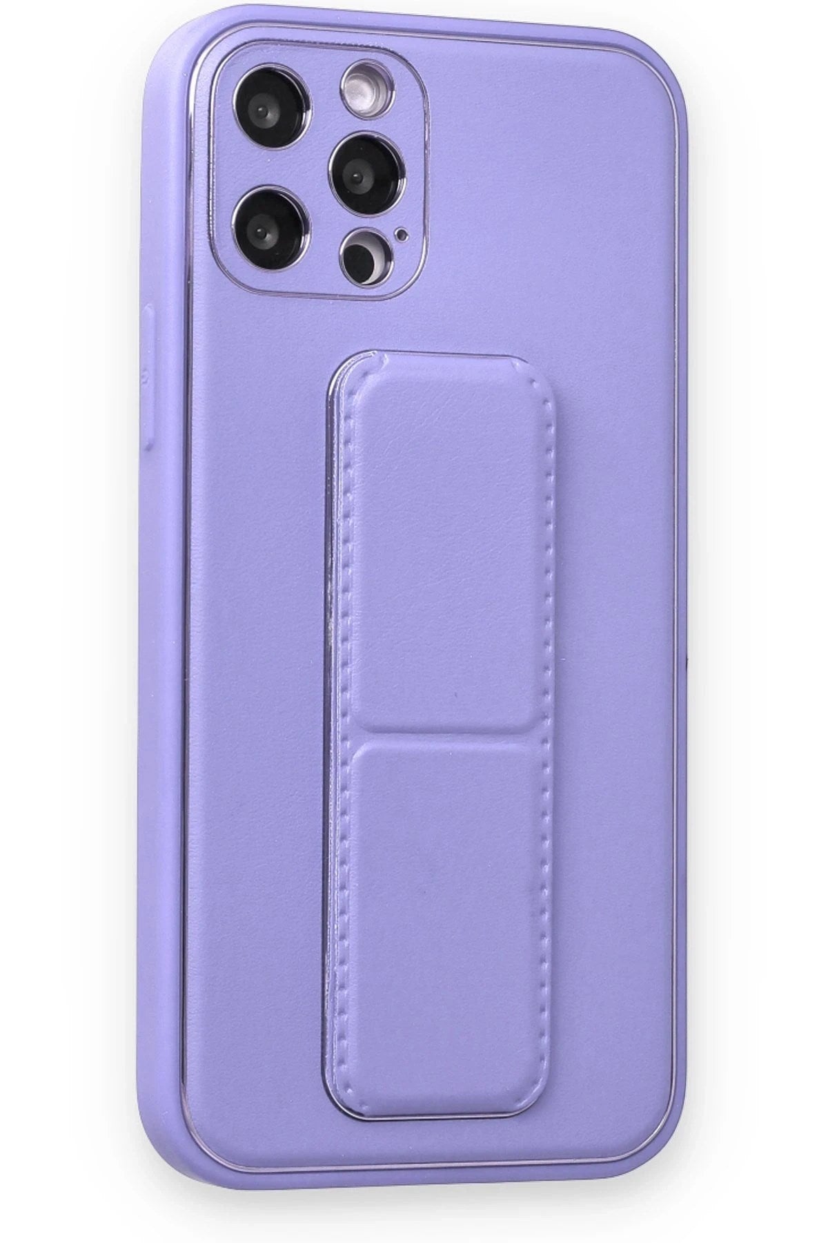 Mey İthalat® iPhone 12 Pro Kılıf Coco Deri Standlı Kapak - Koyu Lila