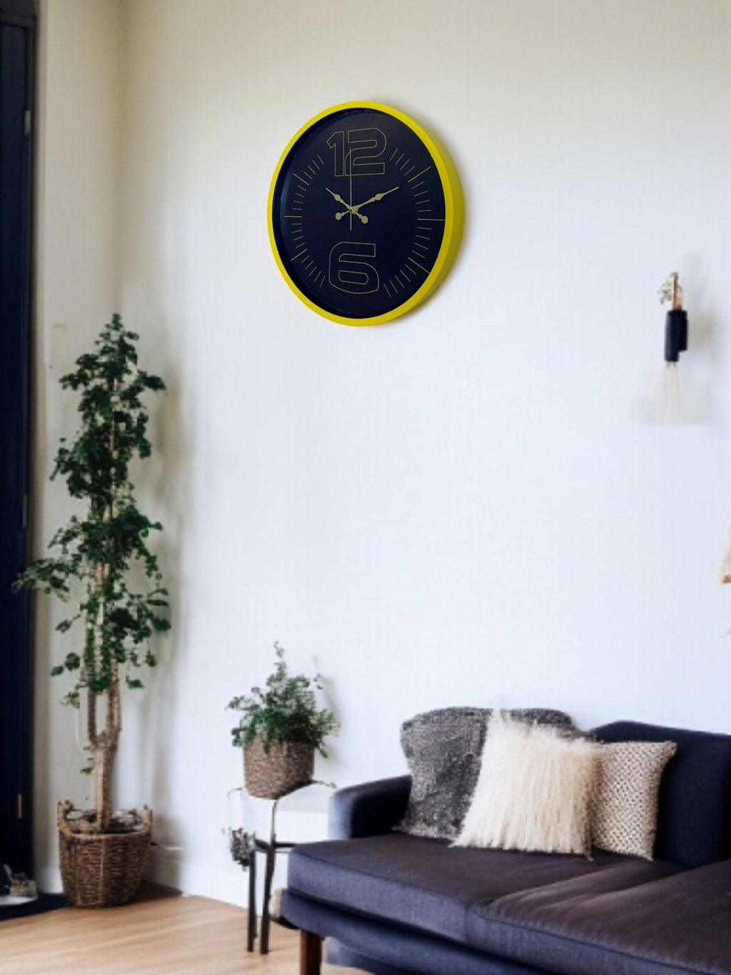 36 Cm Sarı Dekoratif Duvar Saati