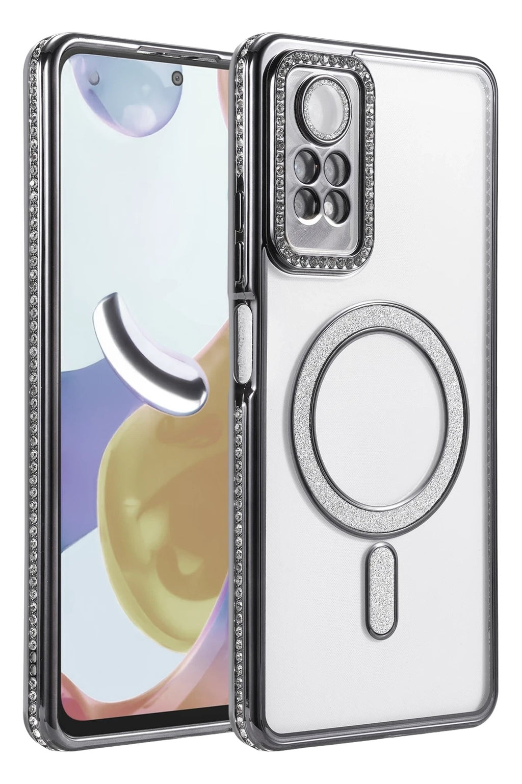 Mey İthalat® Redmi Note 12 Pro 4G Joke Simli Magneticsafe Kılıf - Siyah