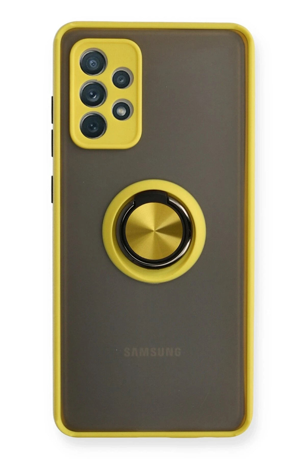 Mey İthalat® Samsung Galaxy A72 Kılıf Montreal Yüzüklü Silikon Kapak - Sarı