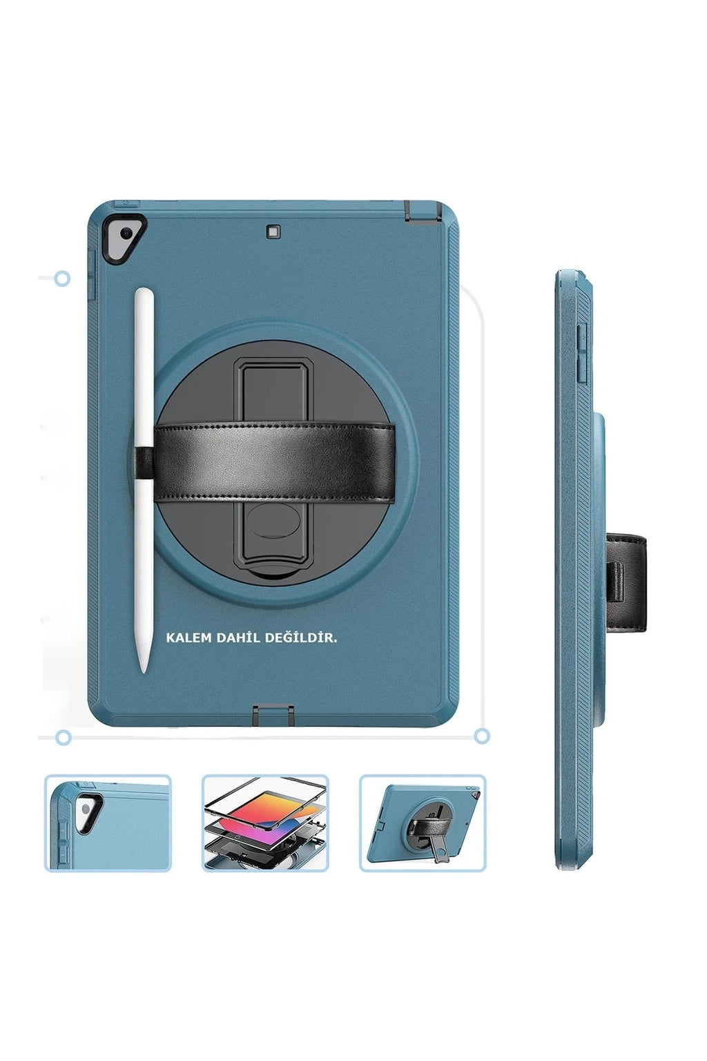 Mey İthalat® iPad 10.2 (7.nesil) Kılıf Hand Strap Tablet Kılıfı - Turkuaz