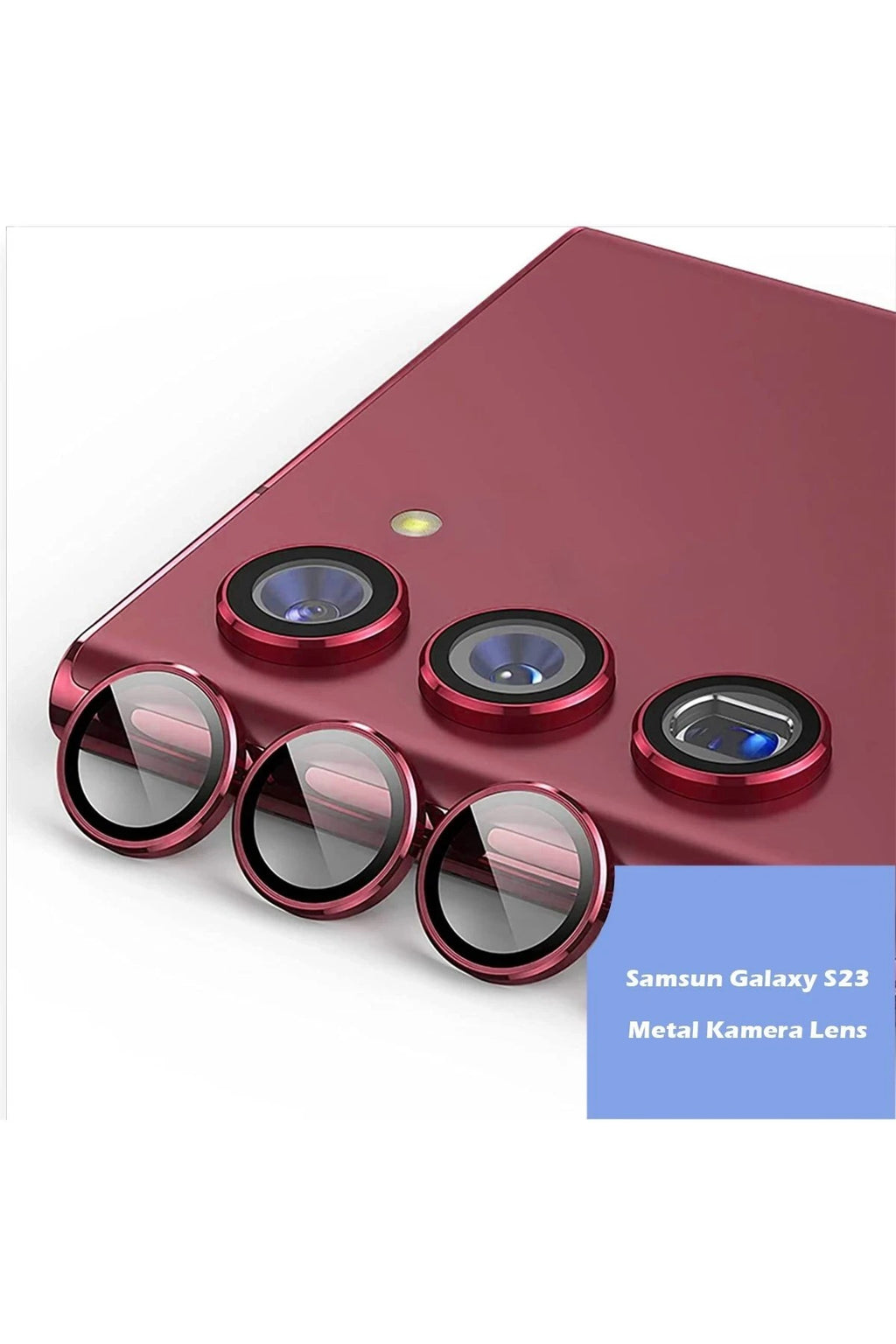 Mey İthalat® Samsung Galaxy S23 Ultra Metal Kamera Lens - Kırmızı