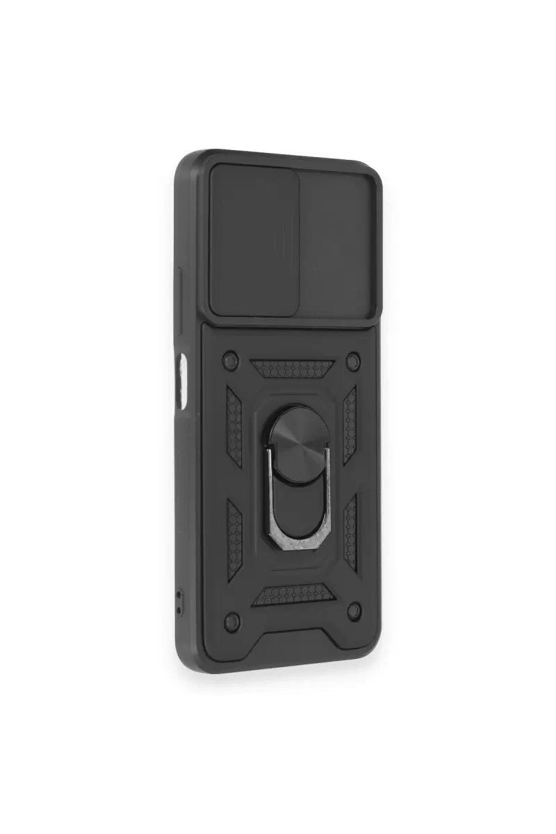 Mey İthalat® Redmi Note 12 4G Kılıf Pars Lens Yüzüklü Silikon - Siyah