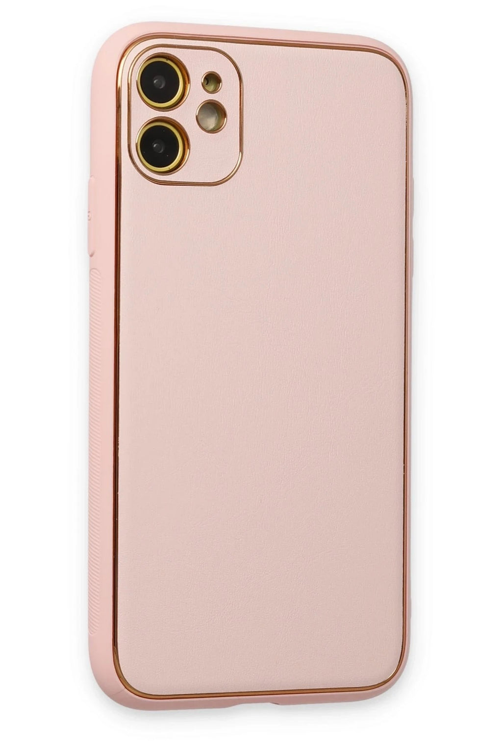 Mey İthalat® iPhone 12 Kılıf Coco Deri Silikon Kapak - Pudra