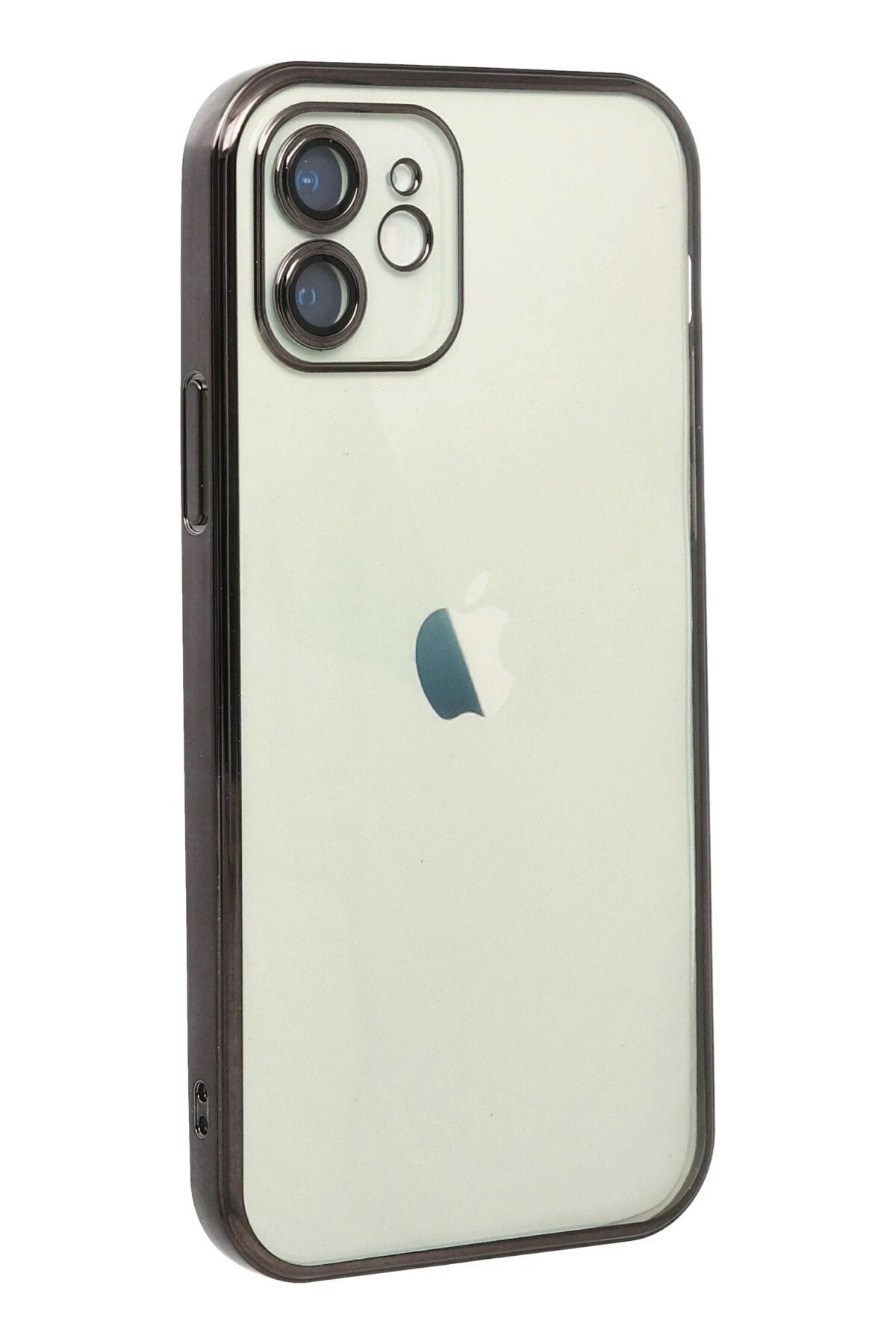 Mey İthalat® iPhone 12 Kılıf Lensli Silikon - Siyah