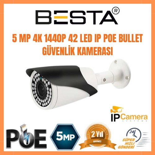 5 MP 1440P 6 Kameralı IP POE Güvenlik Seti