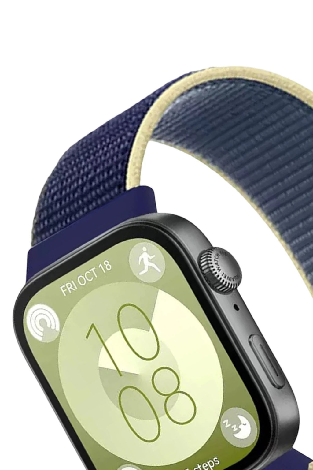 Mey İthalat® Huawei Fit 4 Hasırlı Cırtcırtlı Kordon - Sarı-Lacivert