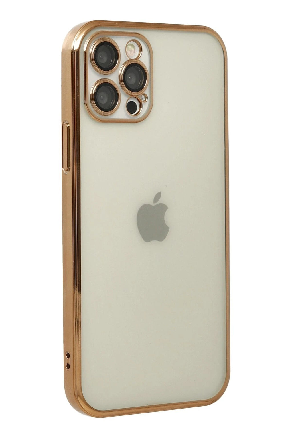 Mey İthalat® iPhone 12 Pro Max Kılıf Lensli Silikon - Gold