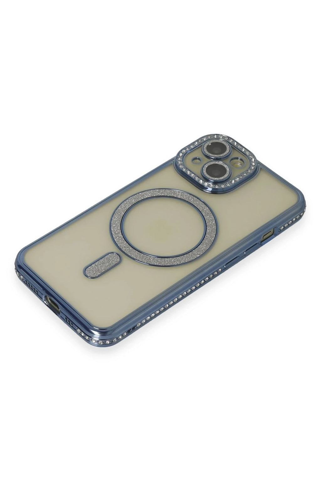 Mey İthalat® iPhone 15 Kılıf Joke Simli Magneticsafe Kılıf - Lacivert