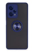 Mey İthalat® Redmi Note 12 Pro 5G Kılıf Montreal Yüzüklü Silikon Kapak - Lacivert