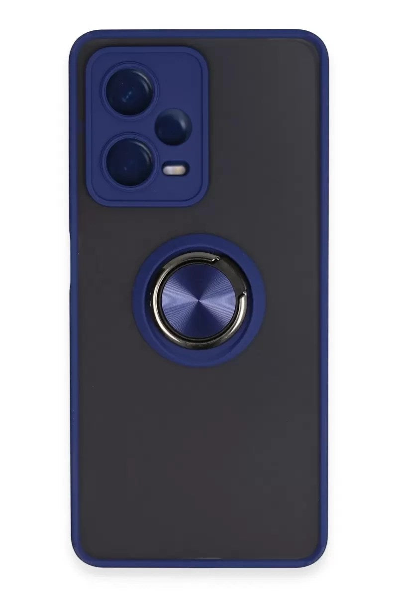Mey İthalat® Redmi Note 12 Pro 5G Kılıf Montreal Yüzüklü Silikon Kapak - Lacivert