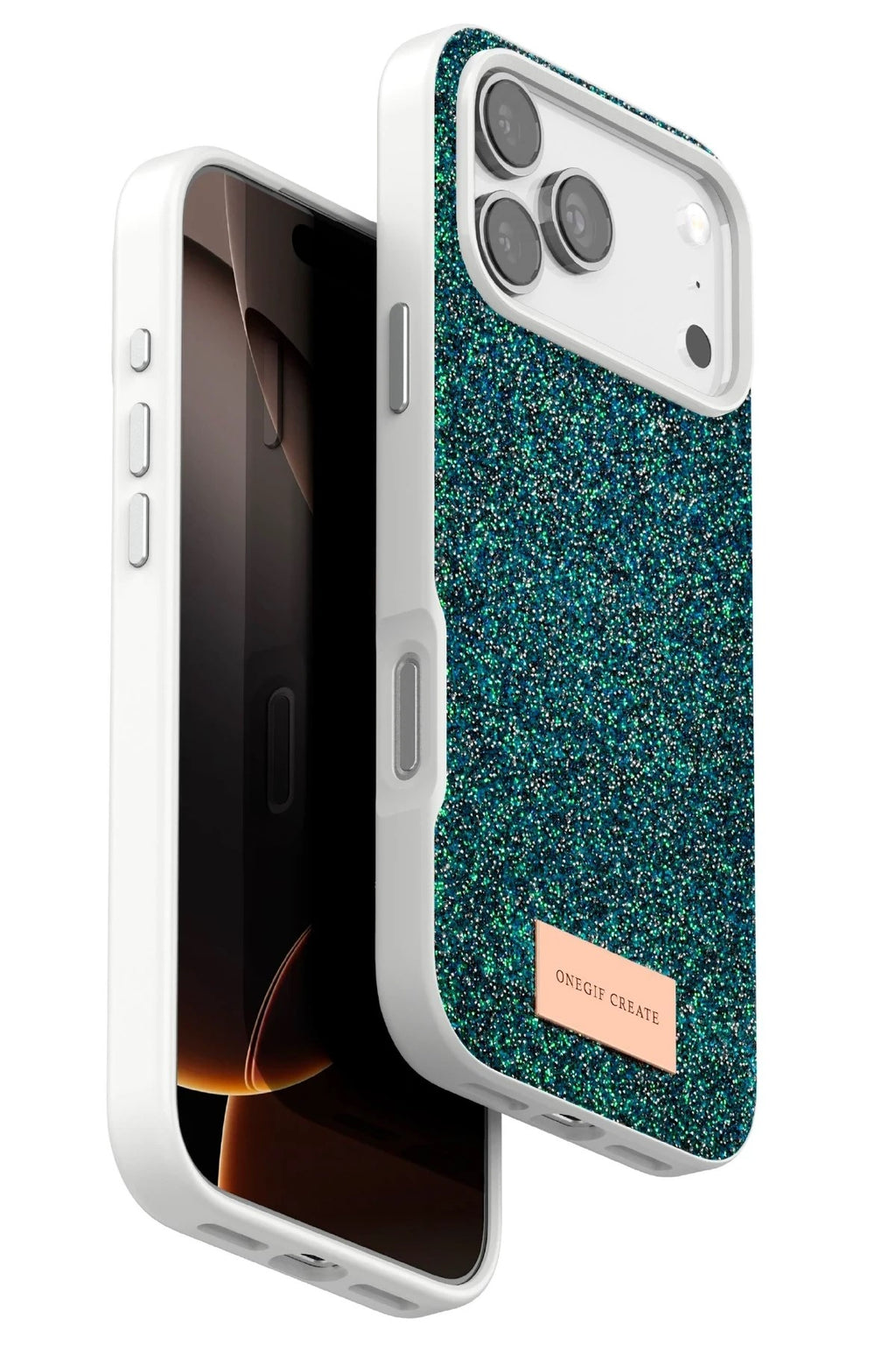 Mey İthalat® iPhone 17 Pro Bright Simli Kapak - Koyu Yeşil