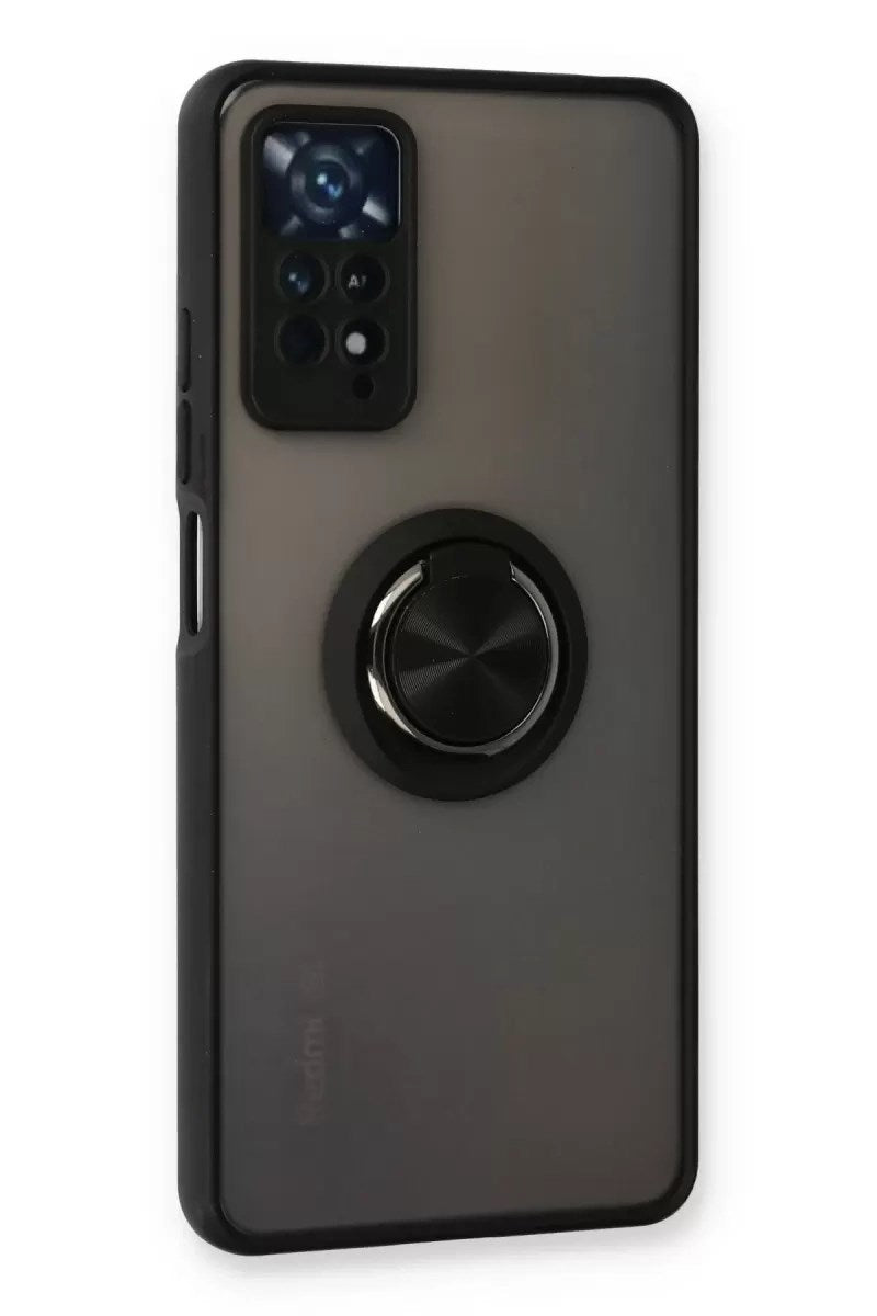 Mey İthalat® Redmi Note 11 Pro Kılıf Montreal Yüzüklü Silikon Kapak - Siyah