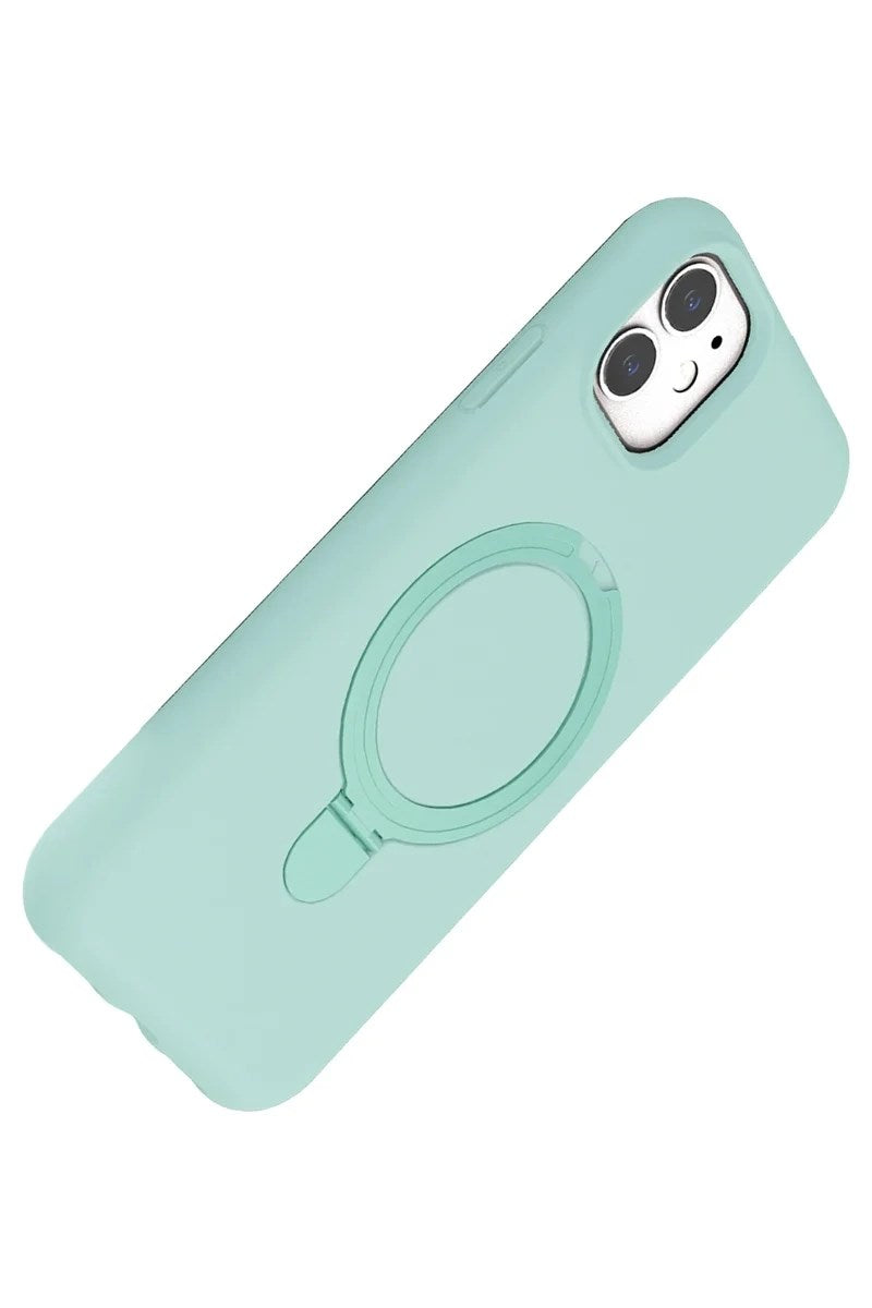 Mey İthalat® iPhone 11 Regal Magsafe Standlı Kapak - Su Yeşili