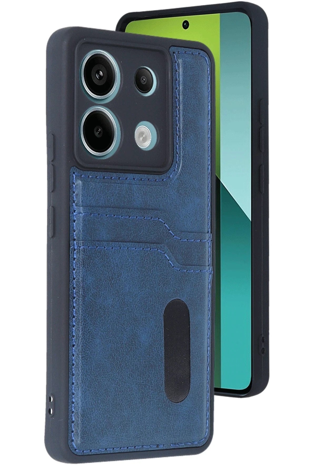Mey İthalat® Redmi Note 13 Pro 5G Kılıf Sara Kartvizitli Deri Kılıf - Lacivert
