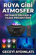 Galaksi Yıldız Projektörü ve Bluetooth Hoparlör 10 Renk Modlu Okyanus Dalgalı Gece & Disko Lambası