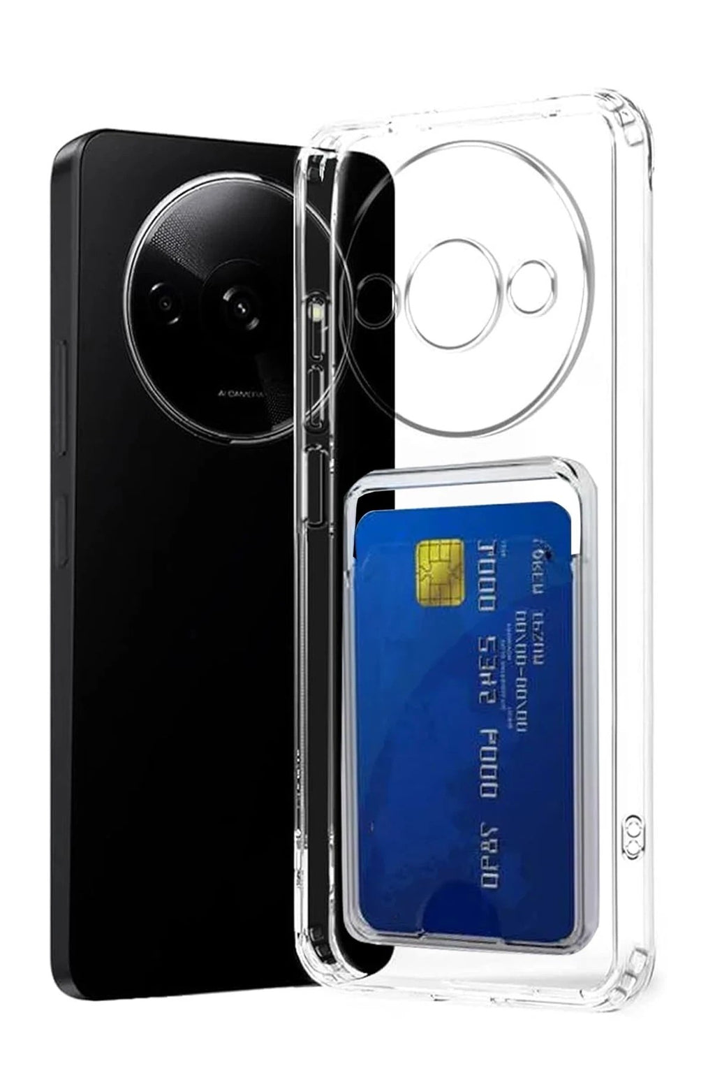 Mey İthalat® Redmi A3 4G Kılıf Kart Şeffaf Silikon - Şeffaf