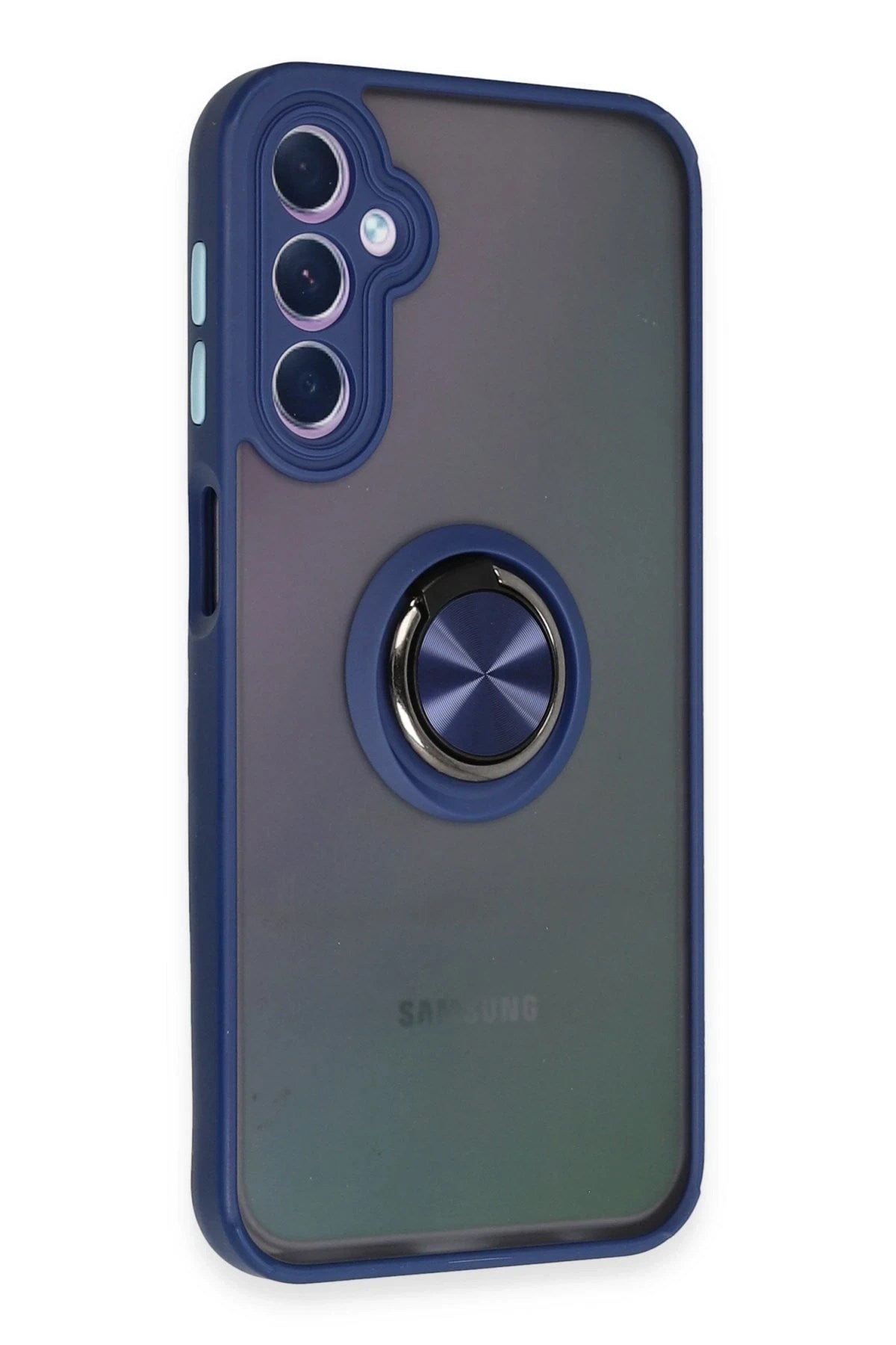 Mey İthalat® Samsung Galaxy A24 4G Kılıf Montreal Yüzüklü Silikon Kapak - Lacivert
