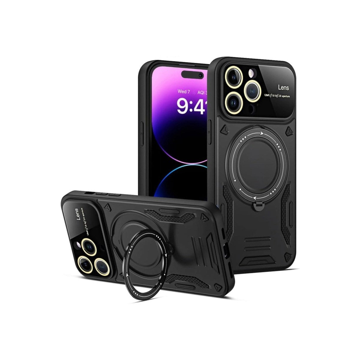 Mey İthalat® iPhone 16 Pro Max Kılıf Joy Lens Standlı Kapak - Siyah
